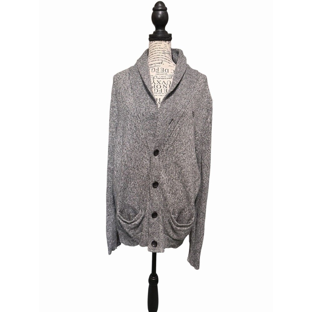 Abercrombie & Fitch Y2K Cardigan Gray  Button Up Preppy Grandpa XXL Distressed